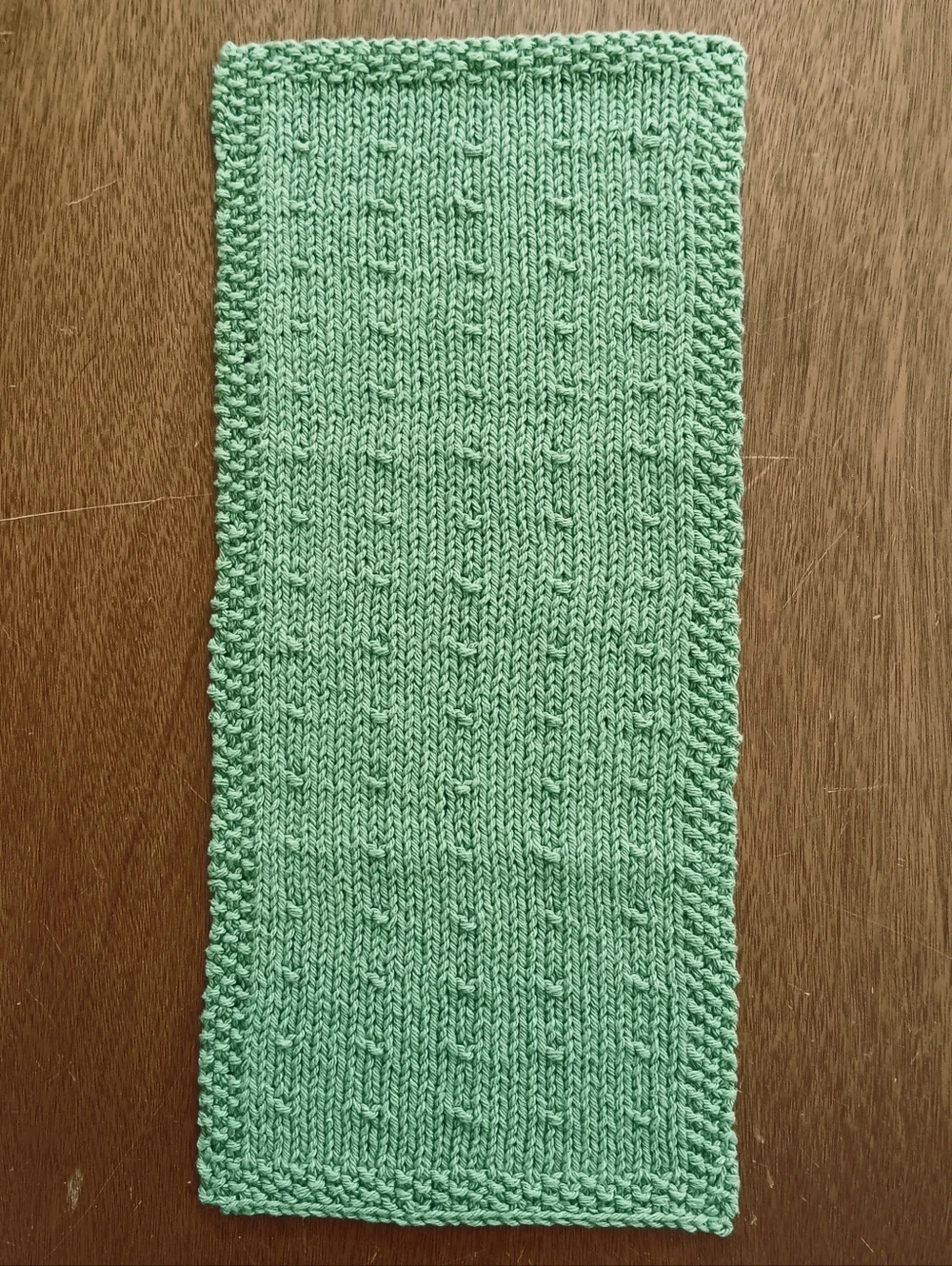 Hand Crafted Handknit Rosemary Green Cotton Dotted Design Fingertip Hand Towel